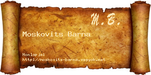 Moskovits Barna névjegykártya